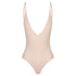 Emerald Beach One Piece in fully Reversed to soft pink , Deep V plunging neckline Moderate back coverage Mid to high waist cut Adjustable straps